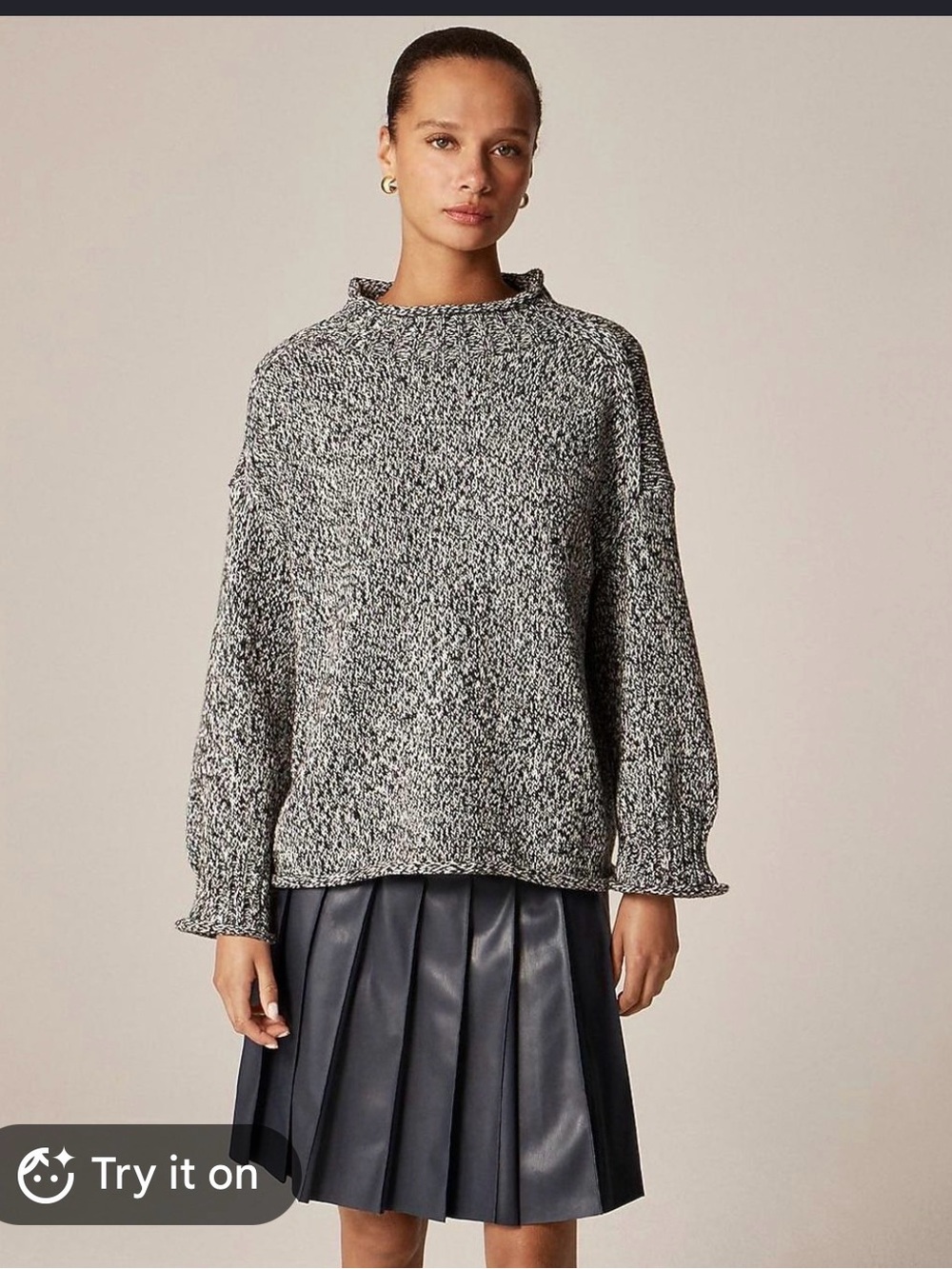 LL Bean 100% Cotton Marled Rollneck Sweater